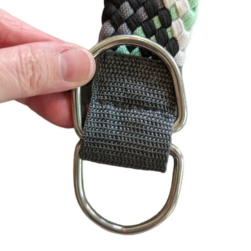 Vintage Belt Mens Rope Woven D Ring Y2K Black White Gray Green Large Preppy